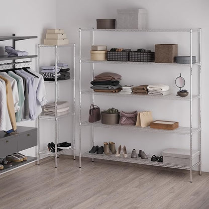 18" Deep x 72" Wide x 86" Height Wire Shelving Kit | 5-Tier | NSF Commercial Storage Rack Unit