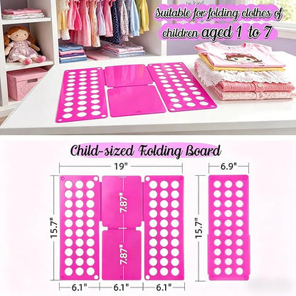 Toddler Shirt Folding Board (Ages 1–7) – Build Independence & Fine Motor Skills, Mini Kids Clothes Folding Board & Shirt Folder, Portable Laundry Organizer for Small Sizes (Magenta)