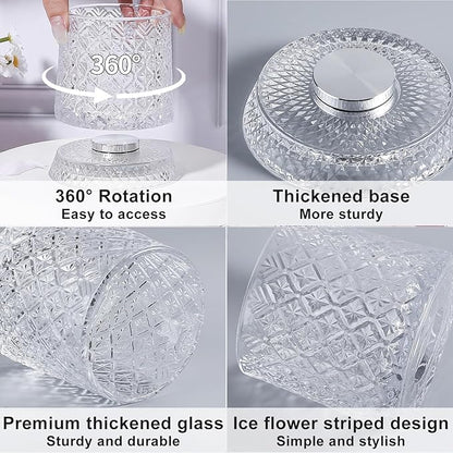 DASITON Makeup Brush Holder Organizer, Crystal Cosmetic Brushes Storage Holder Glass Makeup Organizer, 360° Rotating Make Up Brush Cup for Vanity, Dresser, Bathroom, Pen Pencil Holder for Desk (Clear)