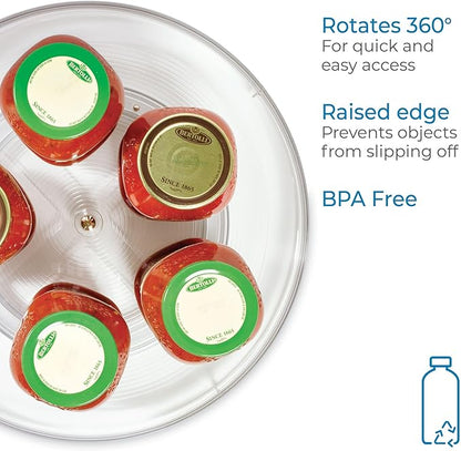 iDesign Plastic 14.5-Inch Round Lazy Susan Organizer for Kitchen or Pantry Storage - Set of 4 - Clear