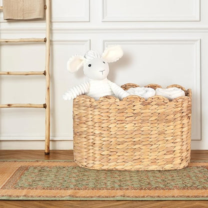 Toilet Paper Storage Baskets, Scalloped Water Hyacinth Baskets , Wicker Scalloped Basket for Storage, Toilet Papers Holder Wicker Basket, Toilets Paper Organizer, Bathroom Accessories Organizer...