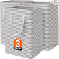 3 Pack Laundry Basket, Waterproof & Freestanding Large Laundry Hamper, Collapsible Clothes Hampers with Easy Carry Long & Reinforced Handles in Bedroom Bathroom, College Dorm(75Lx3, Gray)