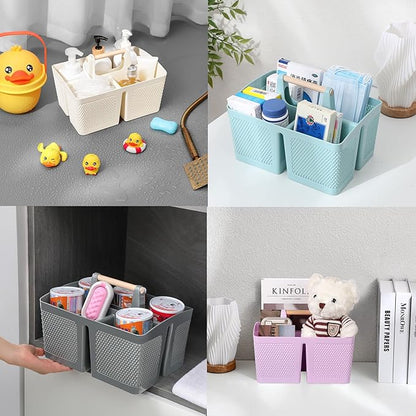 rejomiik Portable Shower Caddy Basket Plastic Cleaning Caddy Organizer Storage Tote with Handle for Bathroom, College, Dorm Room Essentials, Light Purple