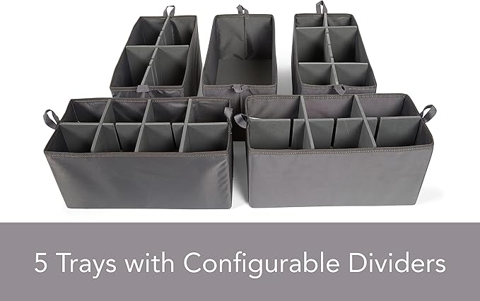 Covermates Keepsakes Hanging Shoe Organizer Set - Heavy Duty Material, Sturdy Interior Shelves, Includes Trays with Dividers - Closet Storage, Brown Heather
