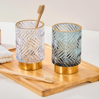 Makeup Brush Holder Organizer,Toothbrush Holders,Desk Pen Pencil Holder,Multifunctional Vintage Glass Brush Cup（A40-9-US）