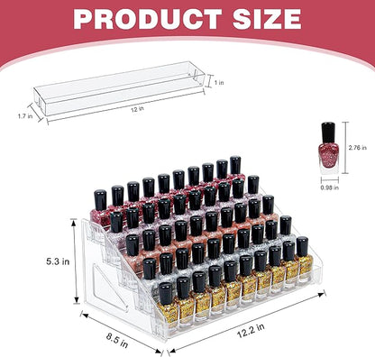 5-Tier Clear Acrylic Nail Polish Storage, Holds 40-80 Bottles, Multi-Purpose Nail Polish Rack, Sunglasses, Essential Oils and Cosmetics