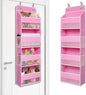 TYMENSH Over The Door Hanging Organizer with 4 Large Pockets – Closet, Bathroom, Nursery, Bedroom, Dorm Storage for Toys, Cosmetics, and Baby Essentials, Pink