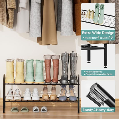 viewcare Shoe Rack for Closet, 2-Tier Long Shoe Rack for Entryway & Garage, Sturdy Metal Construction, Shoe Organizer Holds 6-10 Pairs