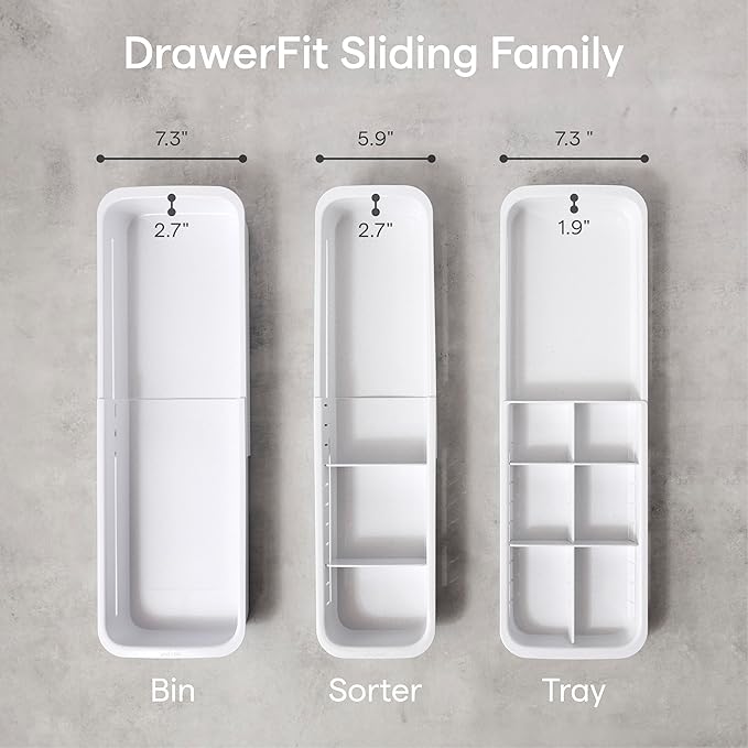 YouCopia DrawerFit Expandable Kitchen Drawer Organizer: Sliding Storage Tray for Utensils & Accessories in Deep Drawers, Expandable 15–23" wide, White Speckled BPA-free