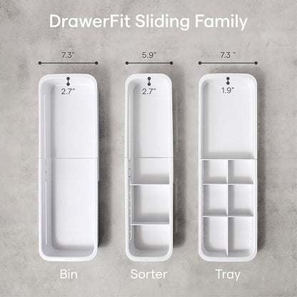YouCopia DrawerFit Sliding Drawer Tray with Adjustable Dividers, Expandable Kitchen Storage Organizer, Speckled White