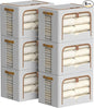 FHSQX 6 Pack Clothes Storage Bins - Foldable Storage Bins for Clothes Fabric Storage Box with Metal Frame (Light Grey, 16.5x12.2x12.2 inch)