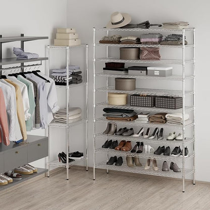 18" Deep x 54" Wide x 86" Height Wire Shelving Kit | 10-Tier | NSF Commercial Storage Rack Unit