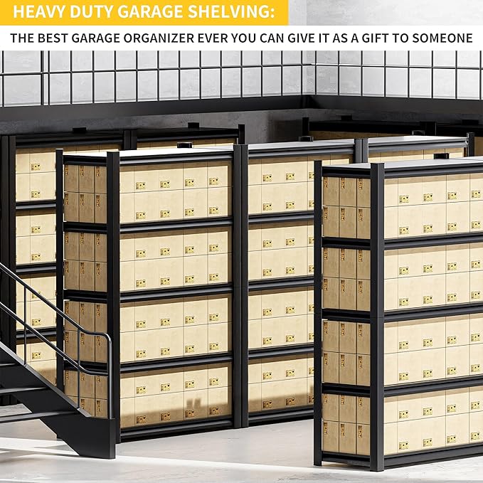 Hzdbhd 2 Set Garage Shelving Unit 78" H3000bls Heavy Duty Storage Shelves Easy Assembly 5 Tier Adjustable Metal Steel Utility Shelf Rack