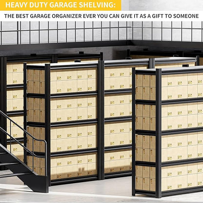 Hzdbhd 2 Set Garage Shelving Unit 78" H3000bls Heavy Duty Storage Shelves Easy Assembly 5 Tier Adjustable Metal Steel Utility Shelf Rack