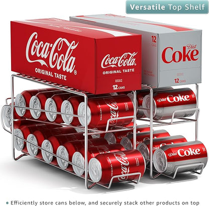 Sorbus Soda Can Rack Beverage Dispenser (1 Pack, Silver) – Holds 12 Standard 12oz Cans – Soda Can Organizer for Refrigerator, Pantry, or Countertop