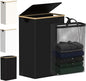 efluky Slim Laundry Basket with Lid, Narrow Laundry Hamper with Removable Bag, Skinny Dirty Clothes Basket with Bamboo Handles for Bathroom, Bedroom & Laundry Room, 90L Black
