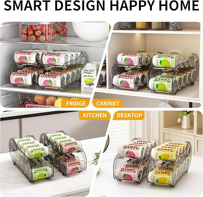 Drink Organizer for Fridge, Soda Can Organizer Dispenser for Refrigerator with Automatic Rolling,Organize Standard Size 11.15oz or 12oz Cans Drink,Save Space for Fridge、Kitchen、countertop
