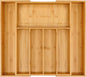 VaeFae Premium Bamboo Drawer Organizer, Expandable Silverware Drawer Organizer, Cutlery Tray with Dividers for Kitchen Utensils (Natural, Large)