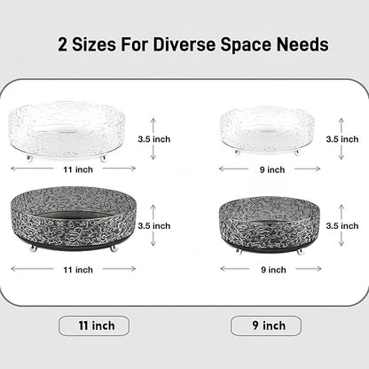 2Pcs Premium Lazy Susan Organizer,9&11in Turntable Organizer for Bathroom, Kitchen, Vanity, Countertop, Table Top, Cabinet, and Frige, Perfume, Skin Care, Makeup, Spice Organizer, 360° Rotating