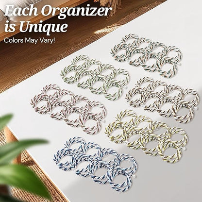 Flexzion Scarf Organizer for Closet - 28 Slot Scarf Hanger Hijab Organizer, Space Saver for Socks, Shawls, Ties, Towels, Belts, Multi Purpose Hanging Rack Storage, 1 Pack Colors May Vary