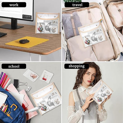 110 Pcs Travel Jewelry Organizer Bags PVC Jewelry Storage Bag Pouch Self Seal Plastic Zipper Bag,Small Clear Plastic Bags for Jewelry Necklace Rings