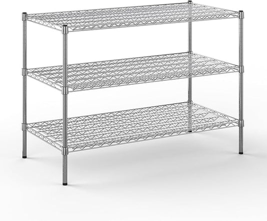 24" Deep x 48" Wide x 34" Height Wire Shelving Kit | 3-Tier | NSF Commercial Storage Rack Unit