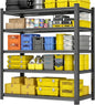 78''H Garage Shelving,3300LBS Heavy Duty Garage Shelving,36"W Industrial Shelving,Adjustable Storage Shelf Unit with Double Layer Posts for Garage,Basement,Warehouse,Commercial,Black 5 Tier