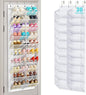 30 Pairs Over the Door Shoe Organizer, Hanging Shoe Organizer with 4 Metal Hooks, Large Capacity Breathable Mesh Shoe Rack for Closet Door, Multi-Pocket Storage for Shoes, Hats, Toys, Towels (White)