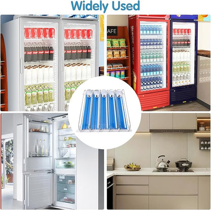 Drink Organizer for Fridge, 18.9x15.0x3.1in Soda Can Dispenser for Refrigerator, 5 Rows Adjustable Automatic Pusher Glide Drink Dispenser for Beer Beverages (Blue)