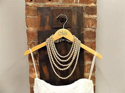 NAHANCO MRMRS20017B Bridal Hanger Set, Natural Wood Hangers with Black Imprint (Mr. and Mrs.), 17” (2 Piece Set)