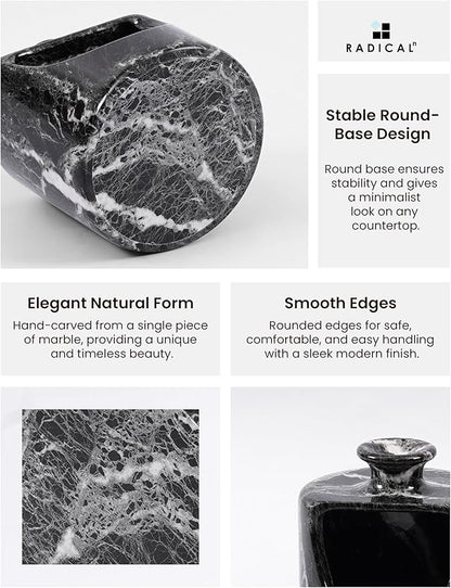 Radicaln Marble Salt Cellar 4.5" Inch Black Handmade Salt Jar & Table Pig Salt Cellar Storage For Kitchen Countertop, Ideal Salt Container, Salt Dish & Sugar Bowl For Table
