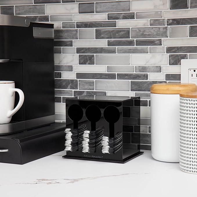 Mind Reader Utensil Dispenser, Silverware Organizer, Plastic Fork and Spoon Dispenser, Kitchen, Black
