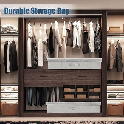 Supowin Underbed Storage Containers Bin with Lids, Large Under Bed Storage Organizer Box with Handle, Foldable Under the Storage Bags for Organizing Clothes, Shoes, Blankets, Pillows