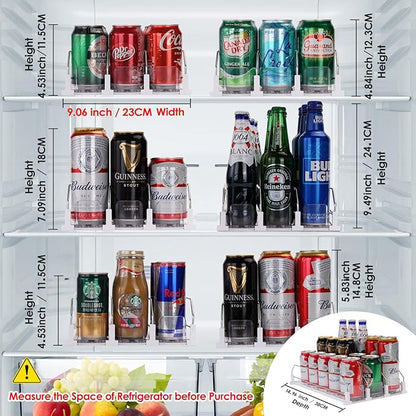 Automatic Soda Can Organizer and Rolling Soda Can Organizer for Refrigerator for Beer Soda Seltzer Drink Pop Cans Holder Storage Pantry Organization
