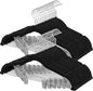 SONGMICS HOME Velvet Pants Hangers with Adjustable Clips, Non-Slip Space-Saving Clothes Hangers, 30 Pack, Shoulder Notches for Skirts, Black