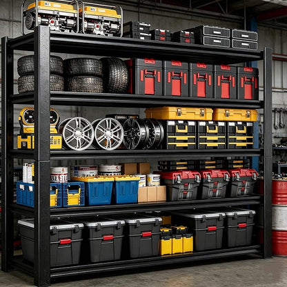 Garage Shelving 3000LBS Heavy Duty Shelving Units and Storage Shelves Adjustable 5 Tier Metal Shelving for Kitchen,Utility Room and Basement, 16" Dx45 Wx62 H, Black