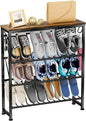 Narrow Shoe Rack, 4 Tier Slanted Metal Shoe Organizer for Small Space, Bench Shoe Storage Shelf for Entryway, Closet, Rustic Brown