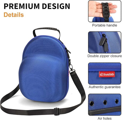 Livelab Hat Case, Hard Hat Case for Baseball Caps, Hat Storage with Carrying Handle & Shoulder Strap, Hat Organizer Protects Up to 6 Hats, Perfect for Travel & Home Storage - Blue