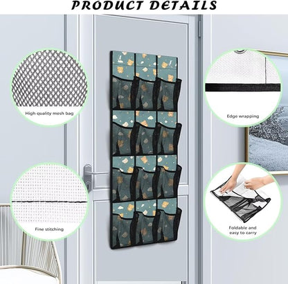 Cute Bear Over the Door Shoe Organizer 12 Large Pockets Hanging Shoe Organizer for Closet Foldable Shoe Rack for Door Sock Organizer