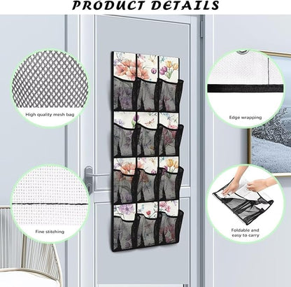 Dragonfly Flower Over the Door Organizer Hanging Shelves,Quick Dry Shoe Storage Hanging Bag,Small Hanging Shoe Rack for Closet,Stable Spice Rack for Kitchen,Organizer for Bedroom