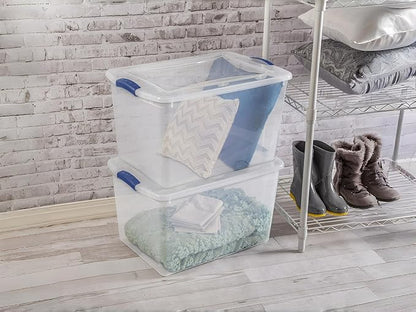 66 Quart Storage Bins with Lids, 4-Pack, Clear Plastic Stackable Tote Box Containers for Home Garage Organization