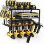 Wall Mount Power Tool Organizer, 3 Layers Garage Wall Organize with 4 Cordless Drill Holders, Storage Rack for Workshop/Garage, 150Lbs Load Capacity, Heavy Duty Iron, Matte Black