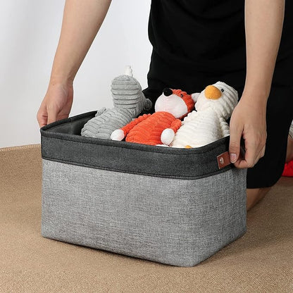 DULLEMELO Fabric Baskets for Storage, Rectangular Fabric Storage Bins Collapsible, Perfect for Shelves, Closets, Nursery, Empty Gift Baskets (3-Pack Medium-15 inch X 11 inch X 9.5 inch , Black&Grey)