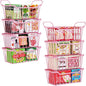 SUNALLY Freezer Organizer Bins, 8 Pack Stackable Chest Freezer Organizer for 5-7 Cu.FT Deep Freezer Sort Frozen Meats and Food, Freezer Storage Baskets with Handles Easy Reach from Bottom, Pink