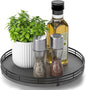 Nature Slate Lazy Susan Turntable for Table Top – 10” Round Slate Tray Organizer for Dining Table, Kitchen Countertop & Bar, Luxury Stone Serving Tray with Black Raised Iron Rim