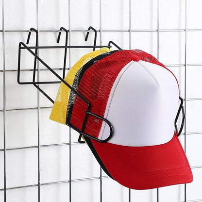 Yaocom 8 Pcs Gridwall Hat Display Rack, Metal Wire Retail Display Shelves Gridwall Organizer Accessories for Grid Panel Displaying Baseball Hats for Home Commercial, Black