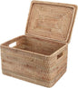 Rattan Basket With Lid, Large Lidded Basket For Storage(17.32" L×13.39"W×11.81"H)