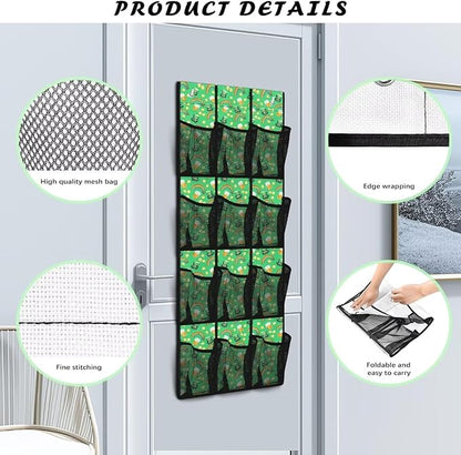 Over the Door Shoe Organizer 12 Large Mesh Pockets Shoe Storage Organizer Foldable Hanging Shoe Organizer for Closet Green Hat Rainbow
