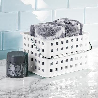 iDesign Portable Shower Caddy Basket with Handle for College Dorm or Bathroom - White - Made in USA