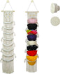 8-Tier Macrame Baseball Cap Organizer With Boho Hooks—Handwoven Boho Cap Holder,Macrame Hat Hangers-Space Saving Wall Storage for Living Room, Bedroom, Entryway